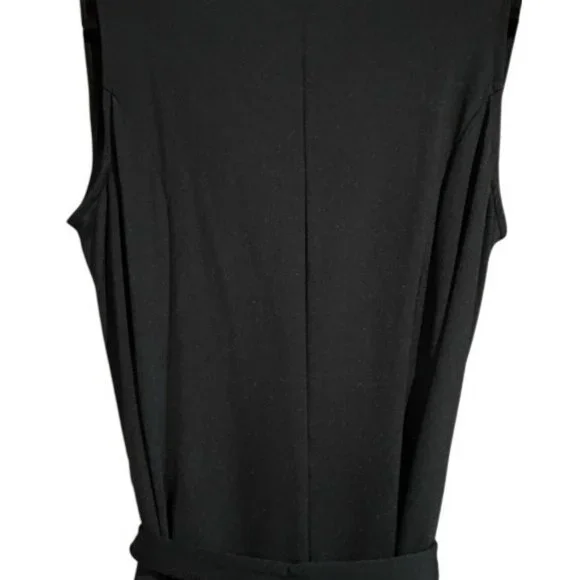 Elegant Sophisticated Sleeveless Black Cowl Neck Midi Dress With Tie Belt Size M - Picture 11 of 13